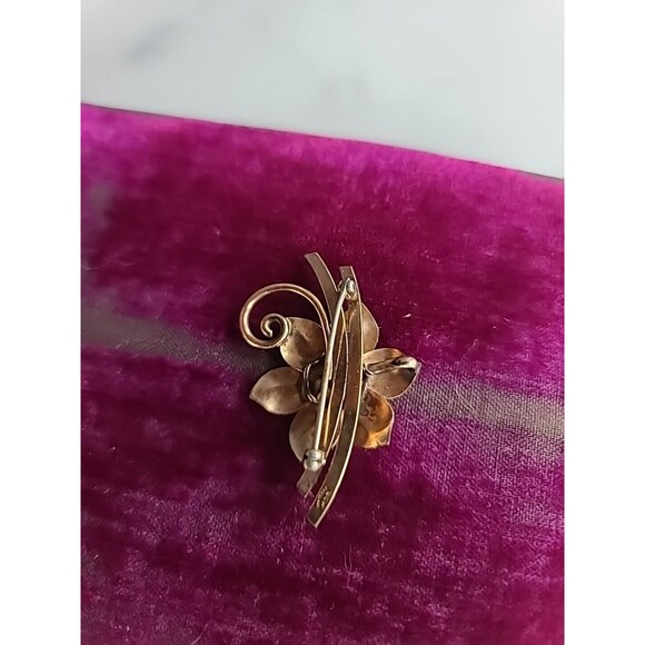 Vintage 12K GF Flower Shaped Brooch - Picture 7 of 10